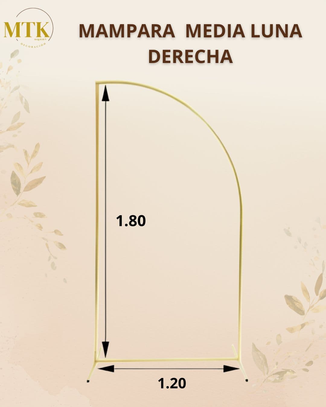 Mampara media luna derecha 1.20 Mts, en alquiler en MTK