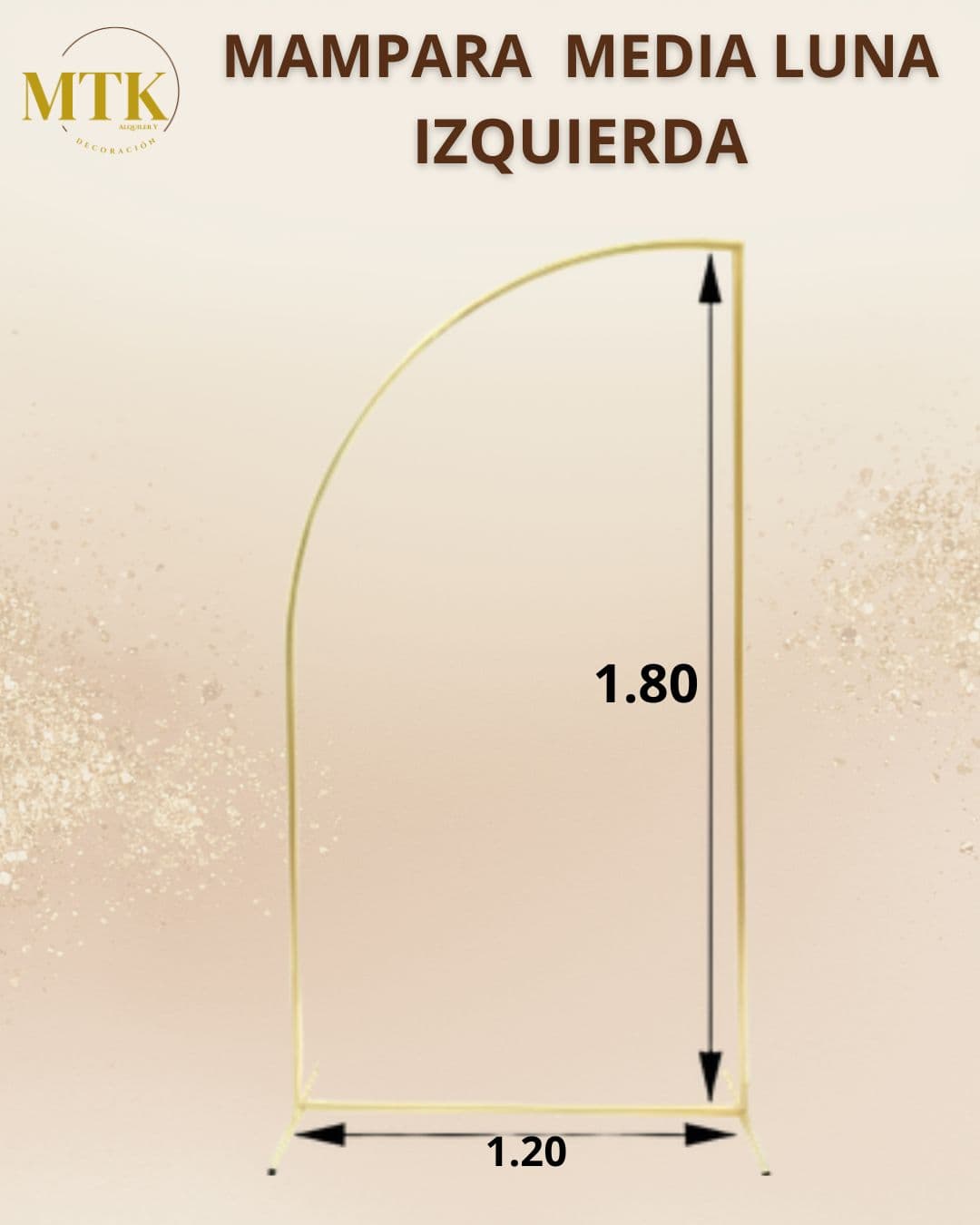 Mampara media luna izquierda 1.20 Mts, en alquiler en MTK