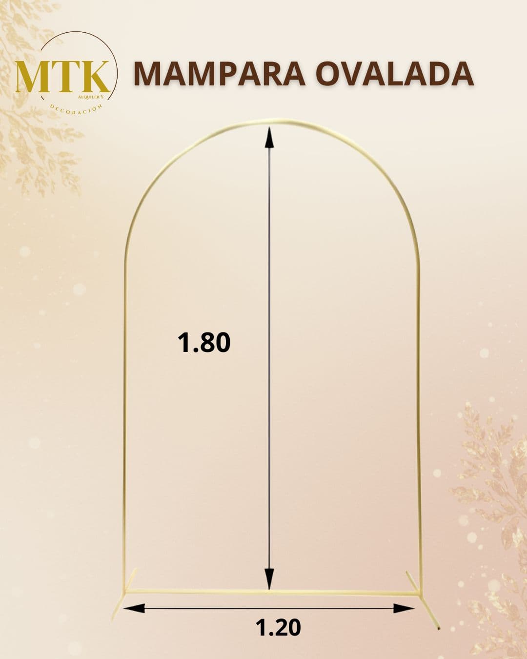 Mampara ovalada (centro) 1.20 Mts, en alquiler en MTK