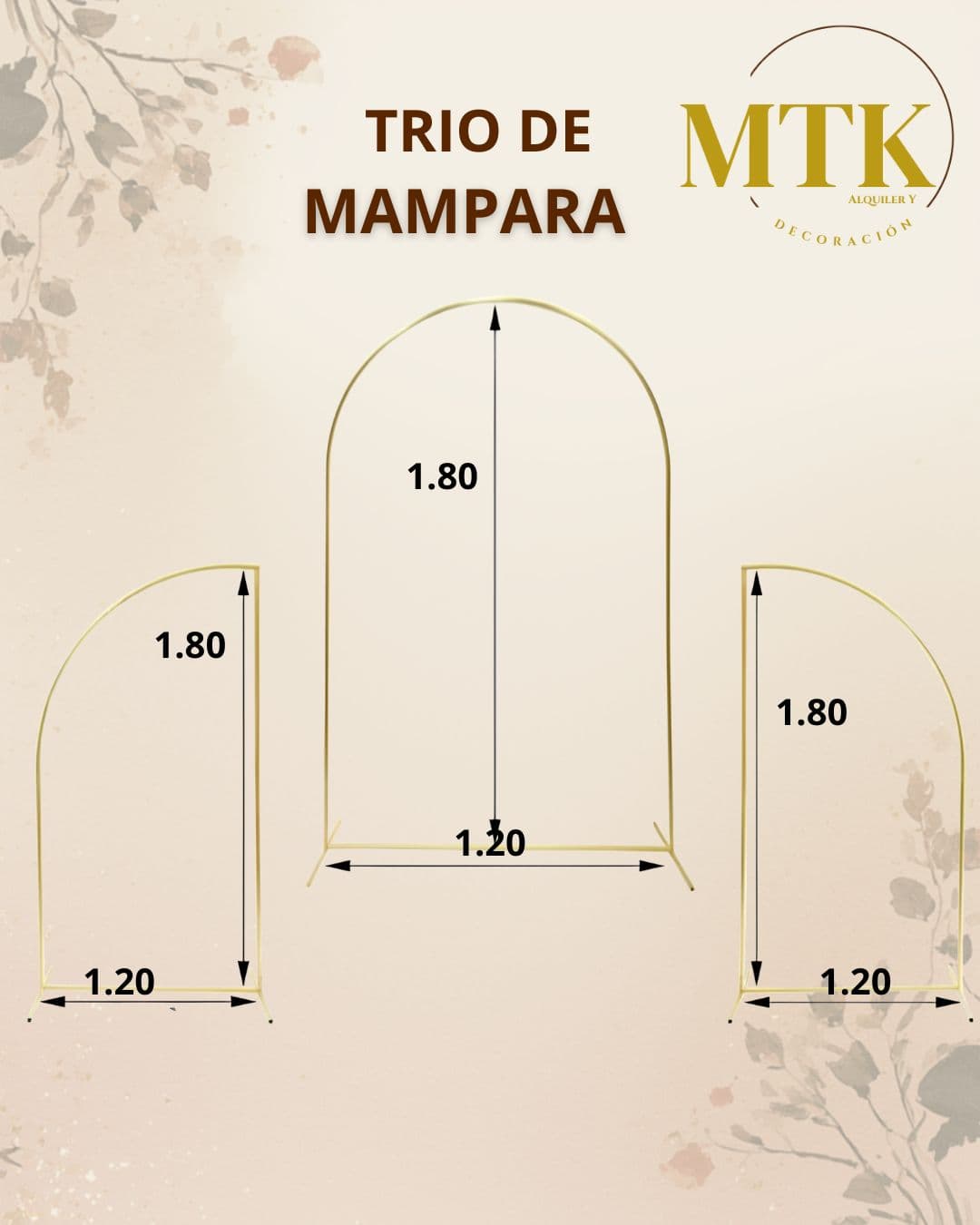 Trío de mamparas completo (ovalada + 2 medialunas), en alquiler en MTK